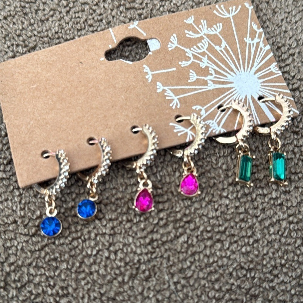 Set of 3 Pairs of CBOCS Dangle Hoop earrings New (TD)