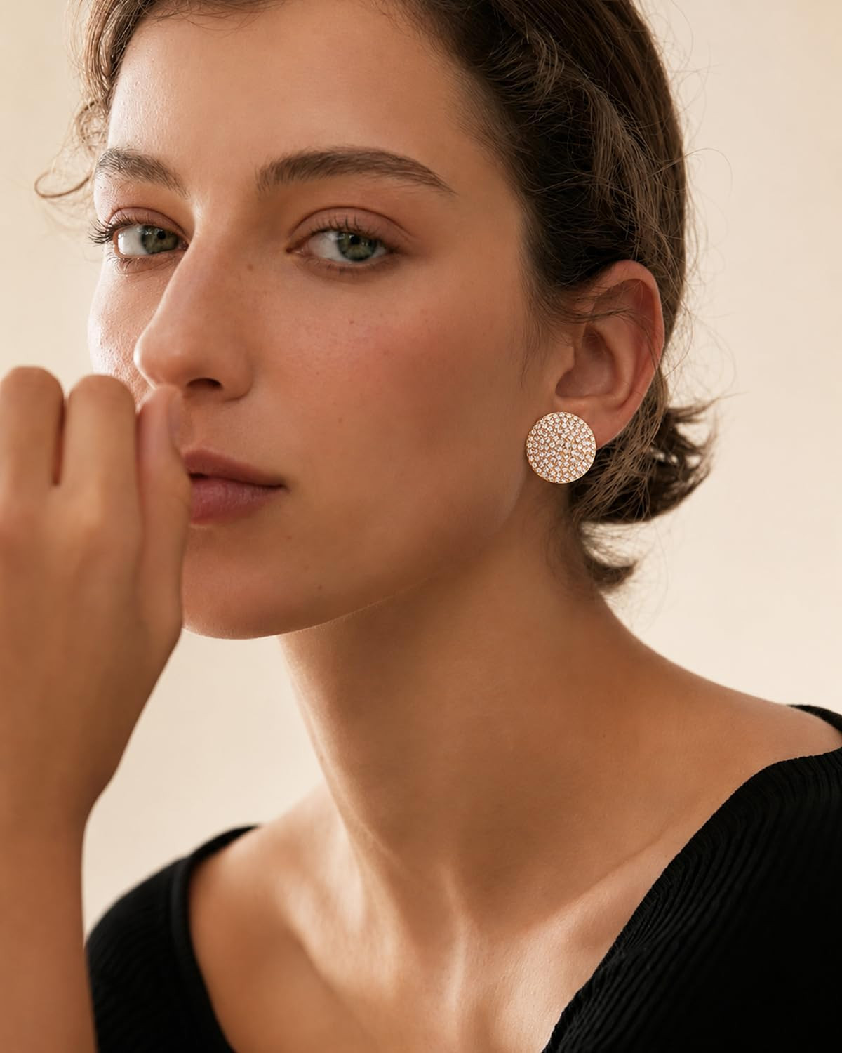 Statement Hypoallergenic Stud Earrings for Women Luxury Prom Jewelry Rhinestone