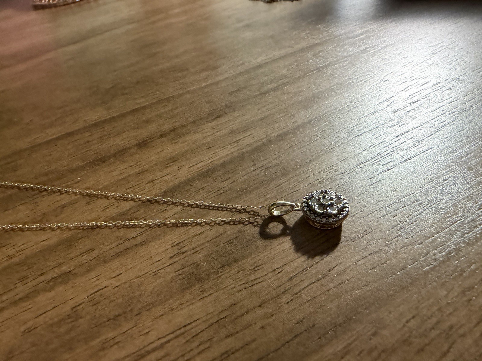 Gold Plated Over Silver (925 Marked) Women’s Pendant Necklace With Diamonds