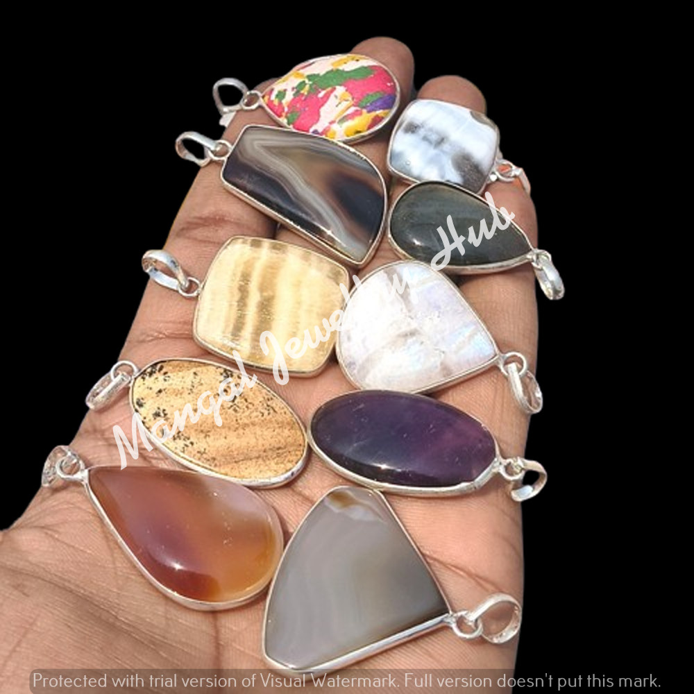 Howlite & Mix Gemstone Pendants 925 Sterling Silver Plated Fashion Jewellery Lot