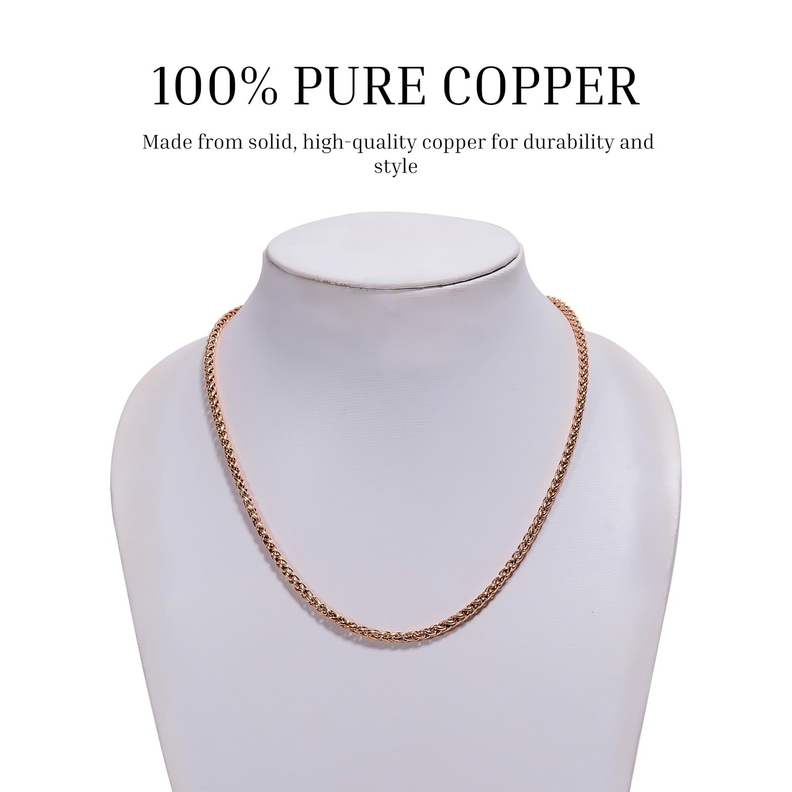 Heavy Solid Copper Twisted Rope Chain Necklace – Long Statement Jewelry Gift for