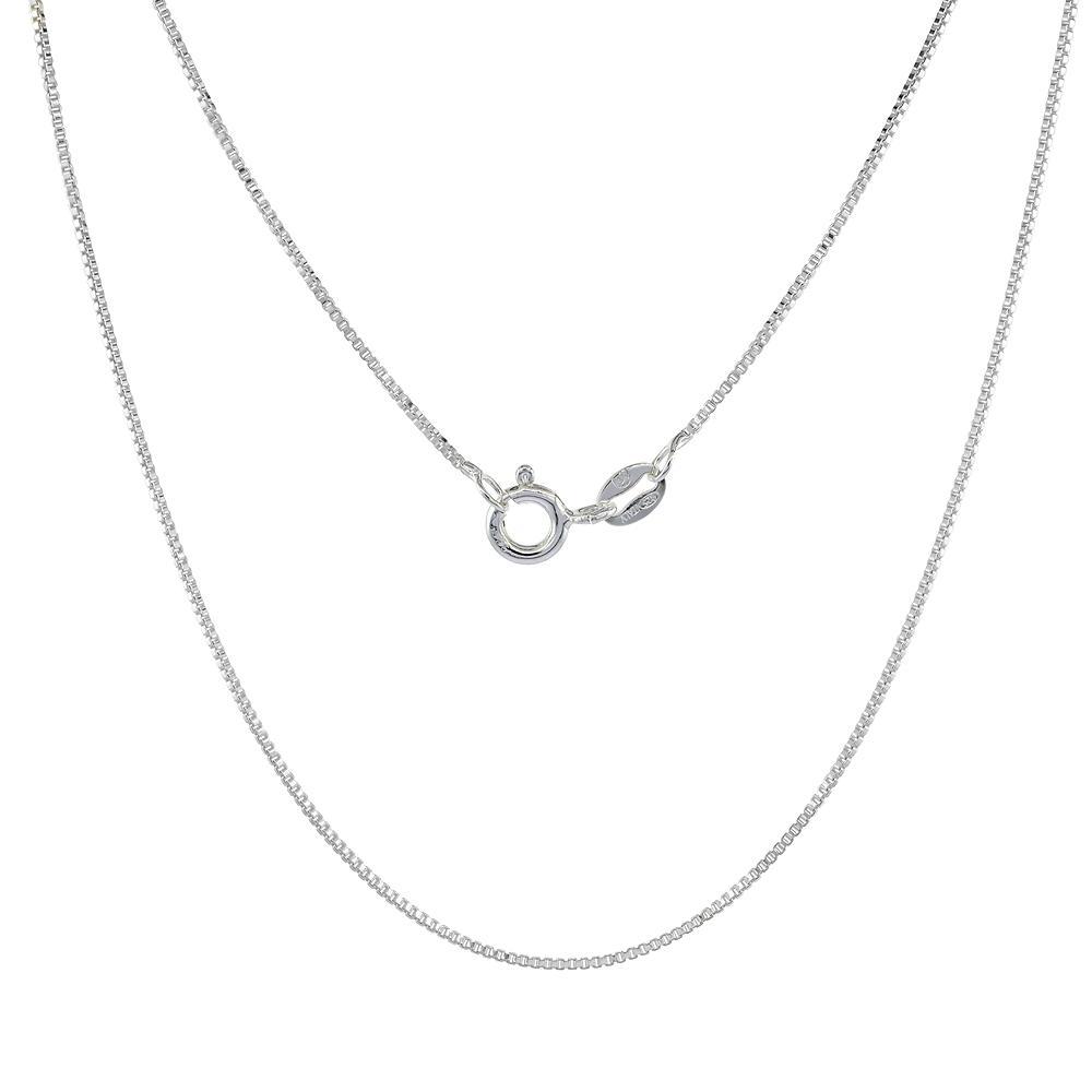 Sterling Silver 0.8 mm Thin Box Chain Necklace, Nickel Free, Made in Italy