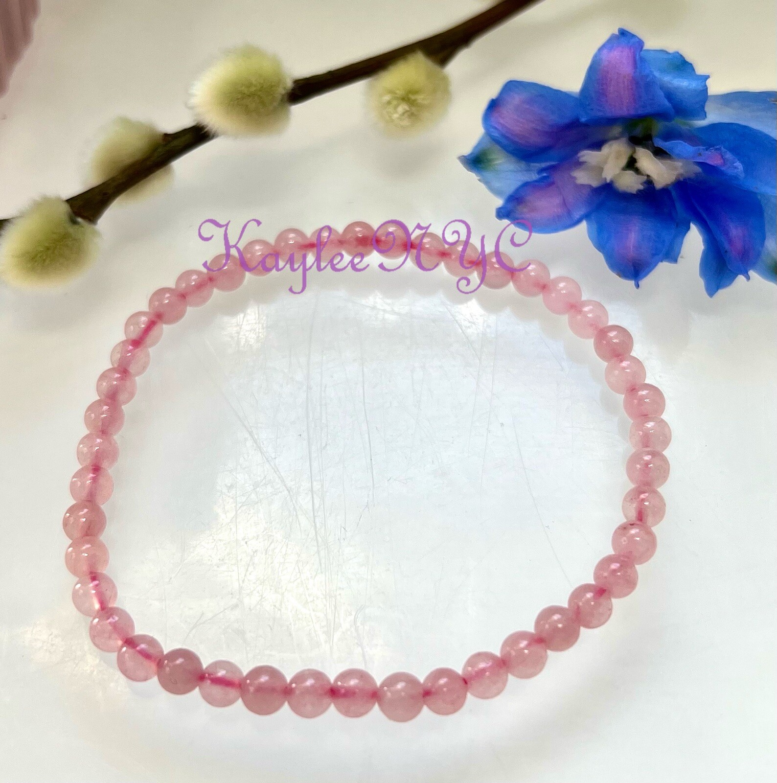 Wholesale Lot 6 Pcs Natural Rose Quartz 4mm 7.5” Crystal Stretch Bracelet