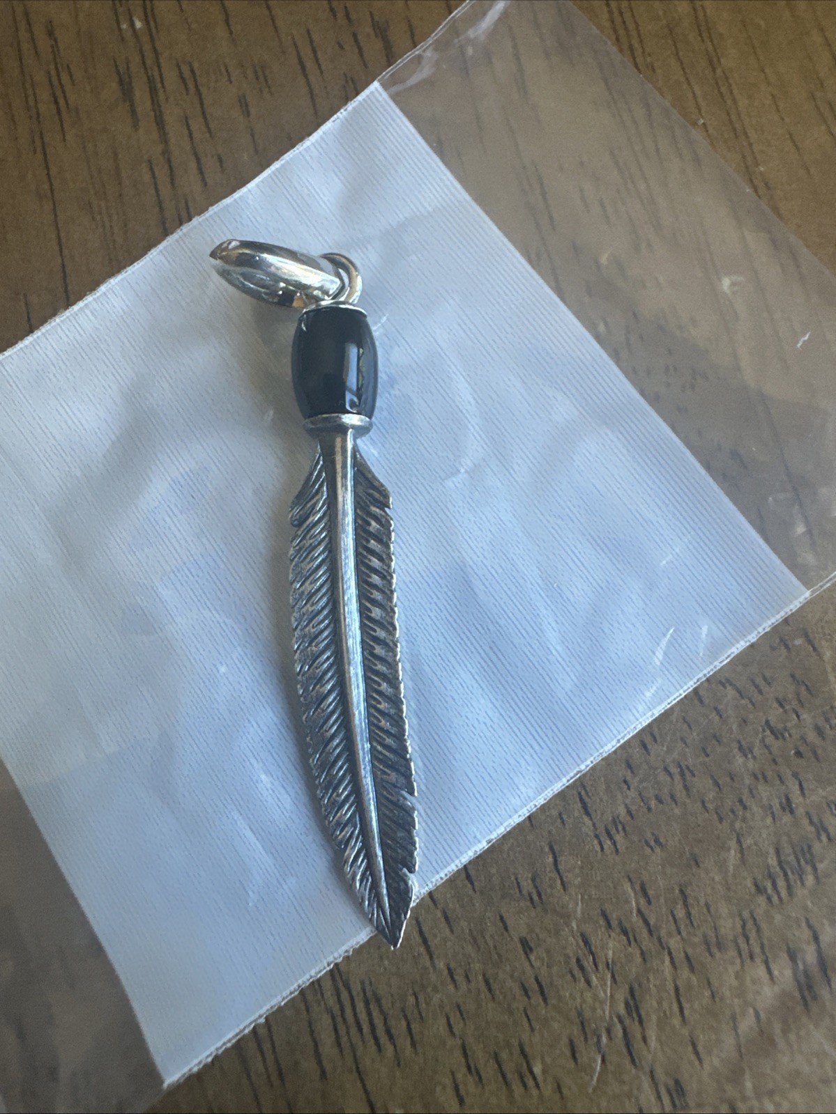 David Yurman 925 Sterling Silver Black Onyx Southwest Feather Amulet