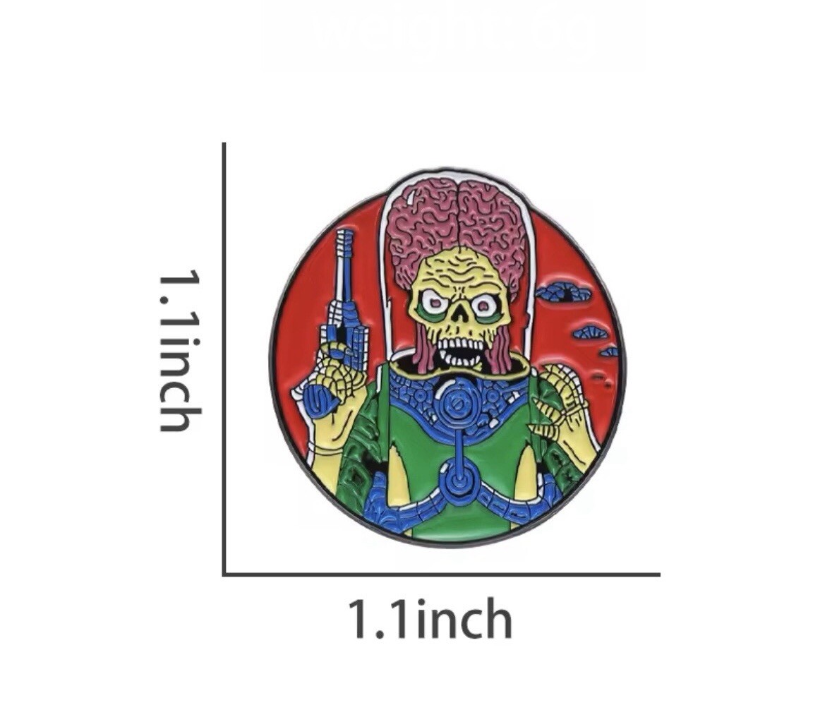 Mars Attacks Alien Style Pin Rubber Pin Backer Alien Brooch Nostalgic Enamel Pin