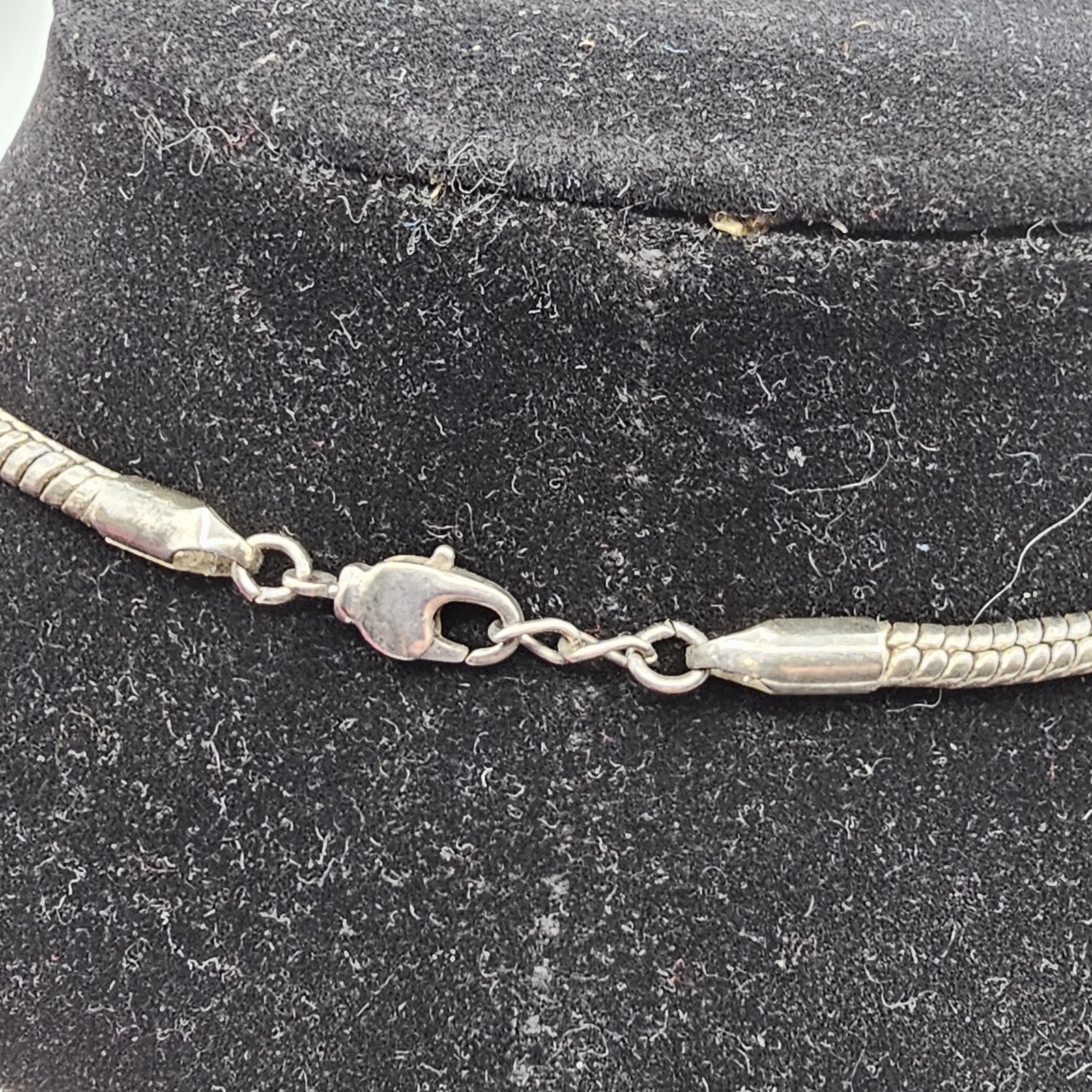 Silver Tone Snake Chain Necklace Mixed Beads Crescent Charm Boho Statement