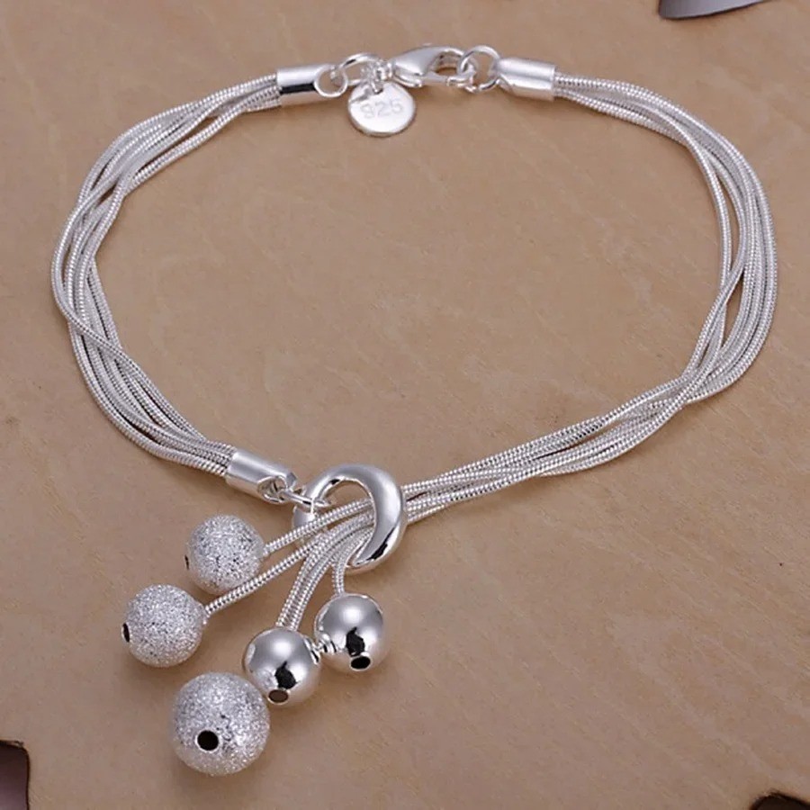 925 Sterling Silver Solid Chain Bracelet Women Men Wedding Gift Jewelry