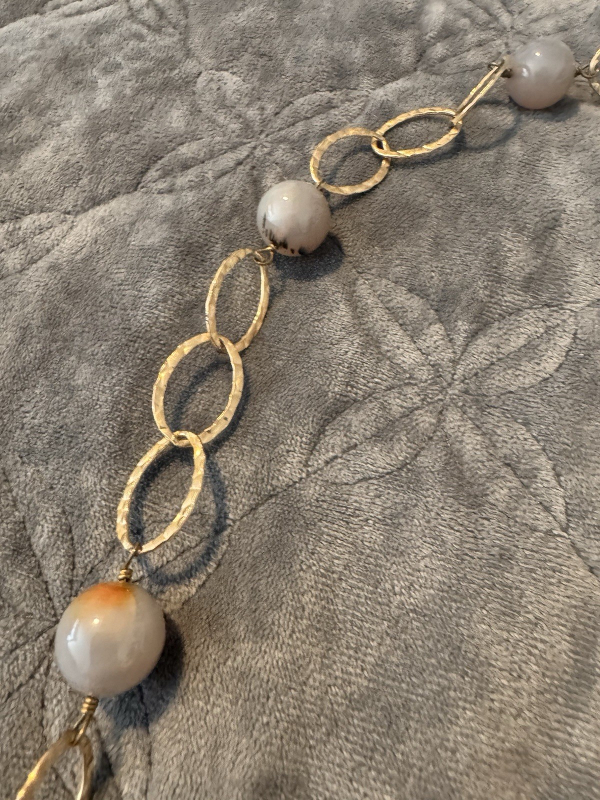 14K Gold Filed Hammered Link Dendritic Agate