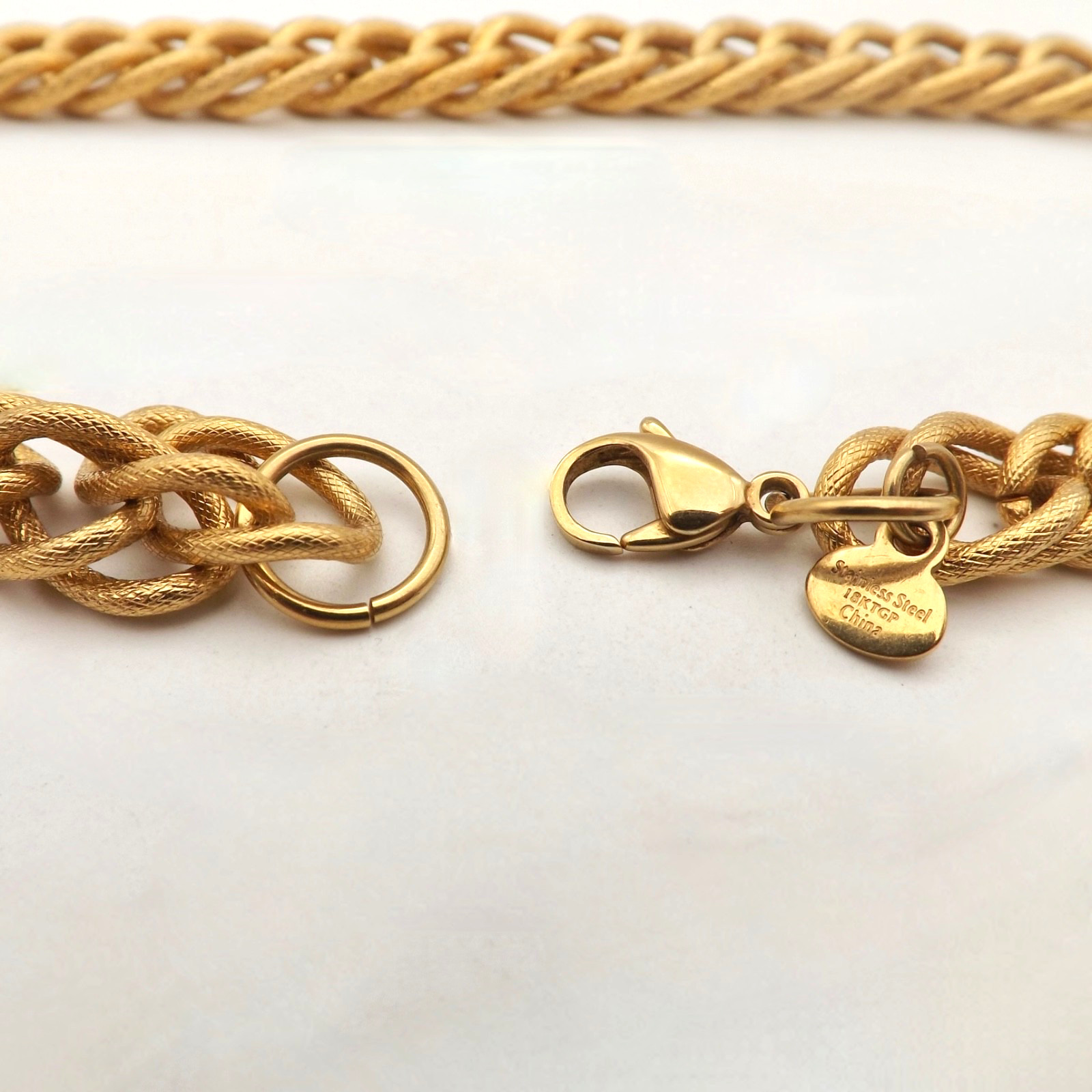 18k Gold Plated Stainless Steel Double Curb Link Pendant Necklace 18in 67gr