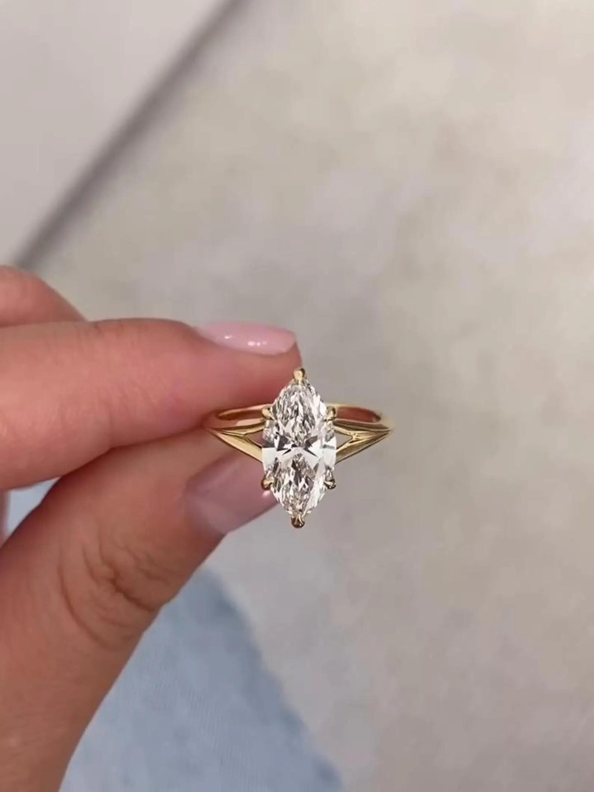 1.50CT Marquise Moissanite Solitaire Engagement Ring, Split Shank Solitaire Ring