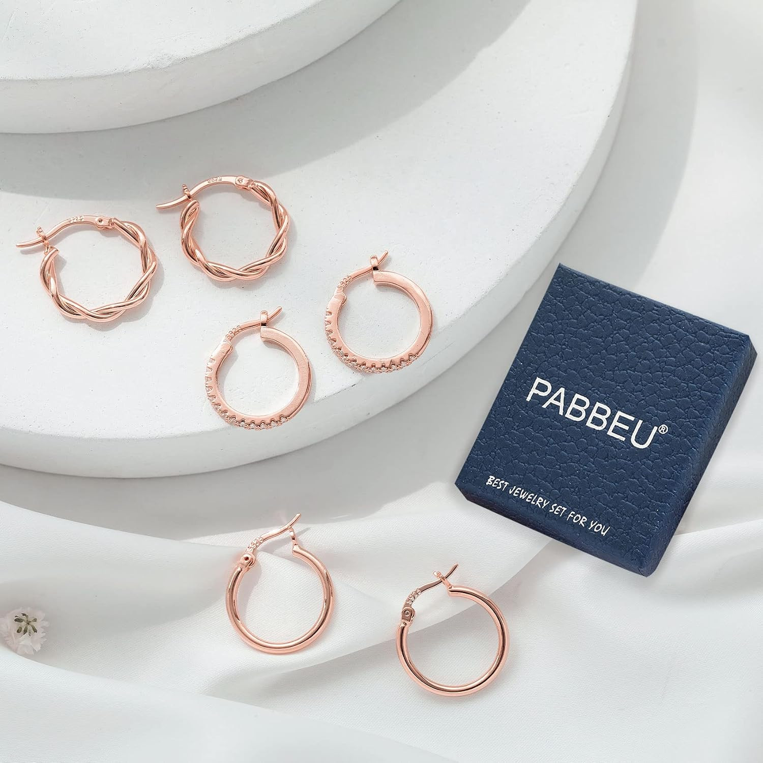 Gold Hoop Earrings for Women Sterling Silver Post Small Gold Hoop Earrings 14K R