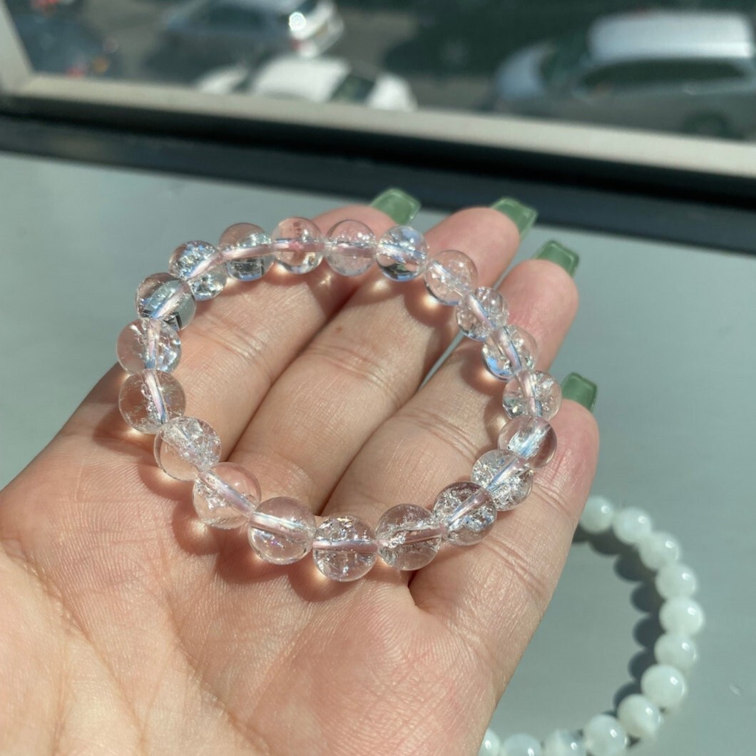 Natural Clear Quartz Bracelet Clear Crystal Stretch Bracelet Handmade Elastic