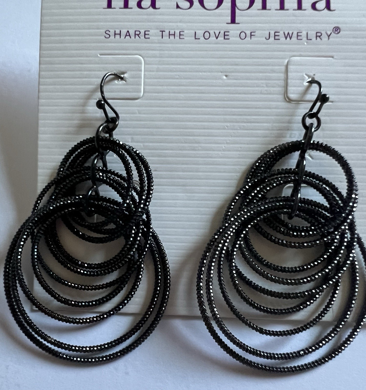 Lia Sophia Jewelry Voltage Earrings-black Sparkle Dangle Retails $42