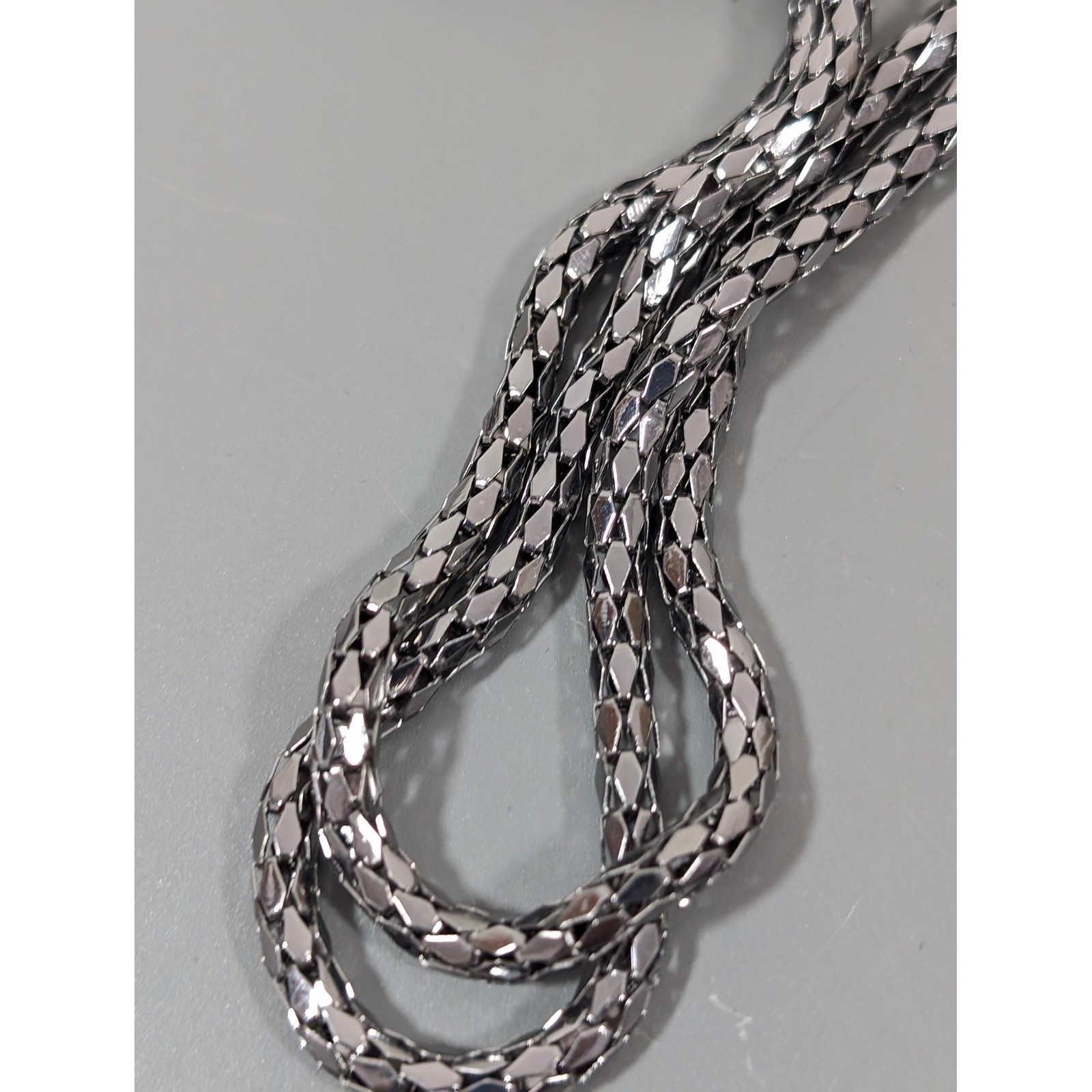 Double Gunmetal Gray Chain Necklace 26″ Layered Knot Minimalist Statement