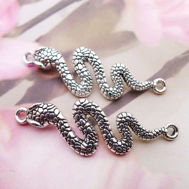 6/15PCS Antique Silver Snake Connector Charm Pendant Reptile Pendant JHS433