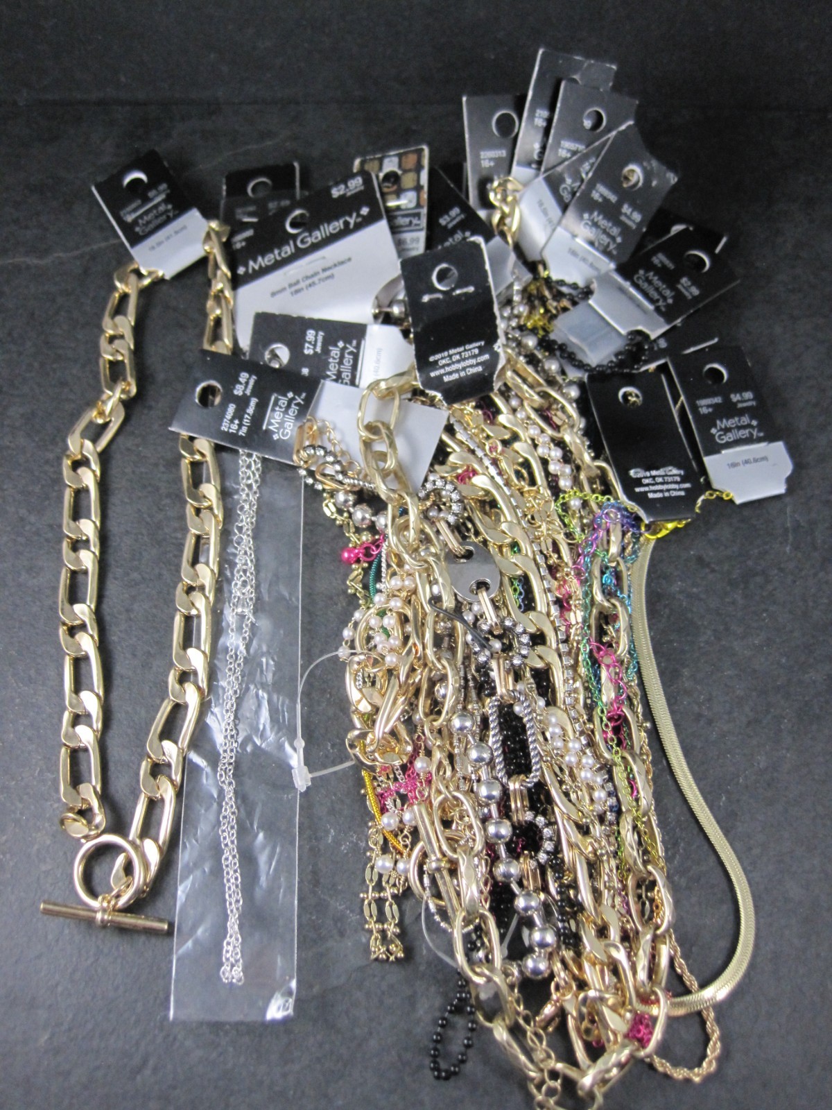Huge Lot of 29 Chain Necklaces Hobby Lobby Metal Gallery New With Tags