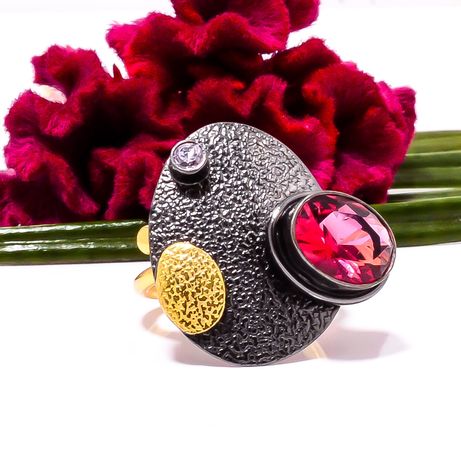 Pink Rubellite Tourmaline, Pink Kunzite 925 Sterling Silver Ring s.7 Sku81