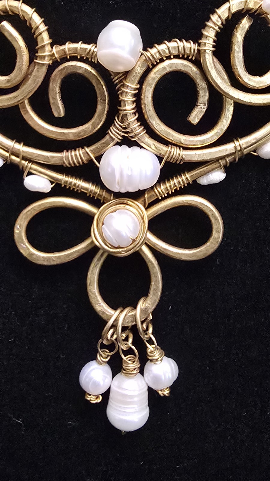 10 Pc Egyptian Artisan Brass Wire Wrapped Freshwater Pearl Jewelry Lot New