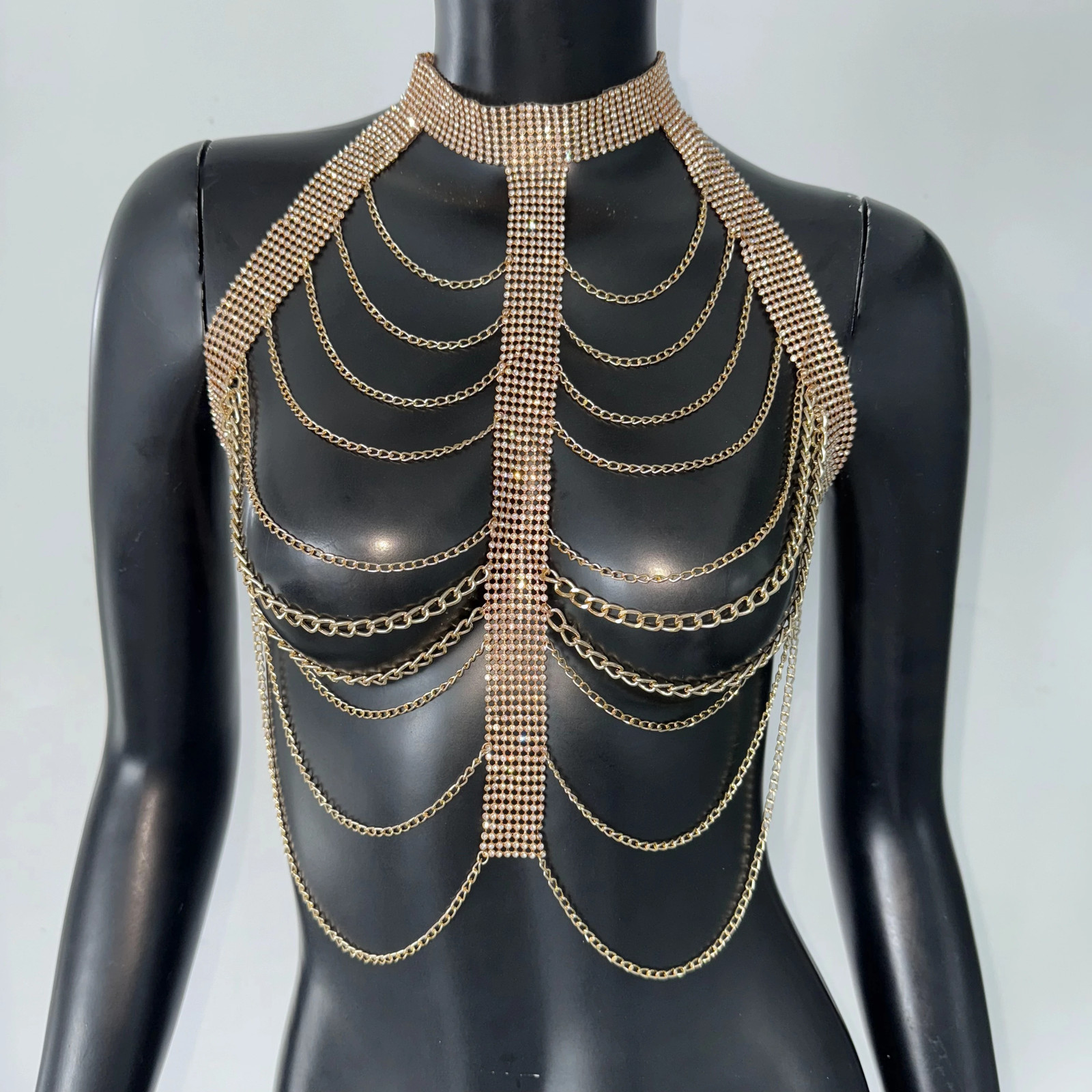 Body Chain White Pearl Suspender Silver Chain Top Metal Layered pearl