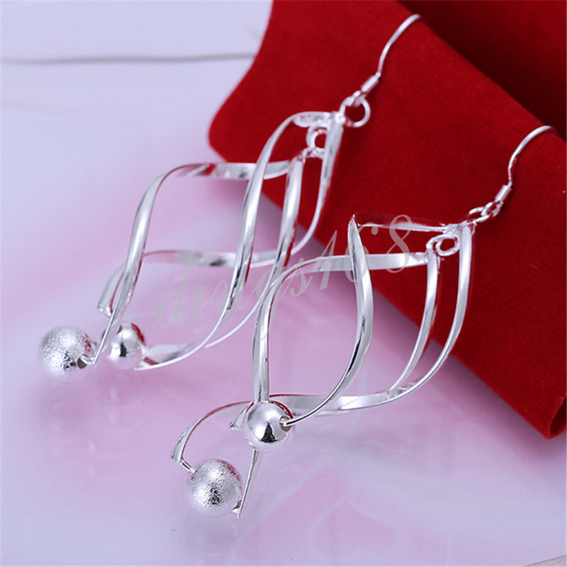 Real 925 Sterling Silver Twisted Infinity Hoop 80mm/3″ Long Dangle Earrings Y409