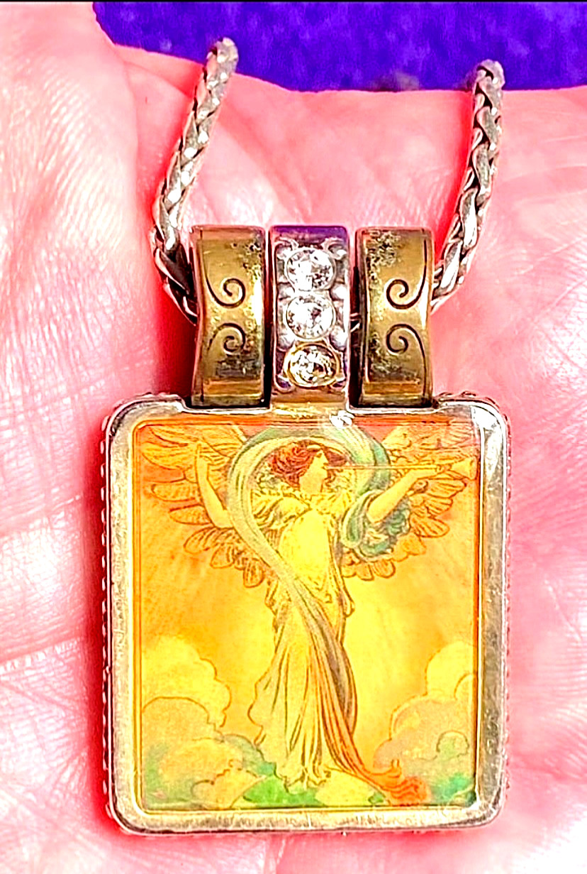 BRIGHTON MAY YOUR DREAMS TAKE FLIGHT CLEAR SWAROVSKI CRYS SLV+GLD NECKLC+TIN✨VTG