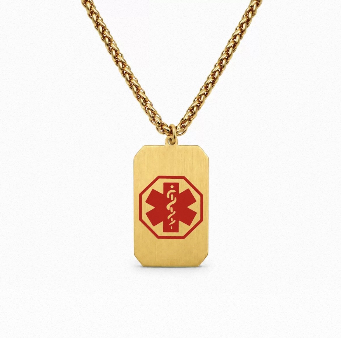 Medical Alert ID Pendant Women Men Necklace Chain Personalized Engraving Stylish