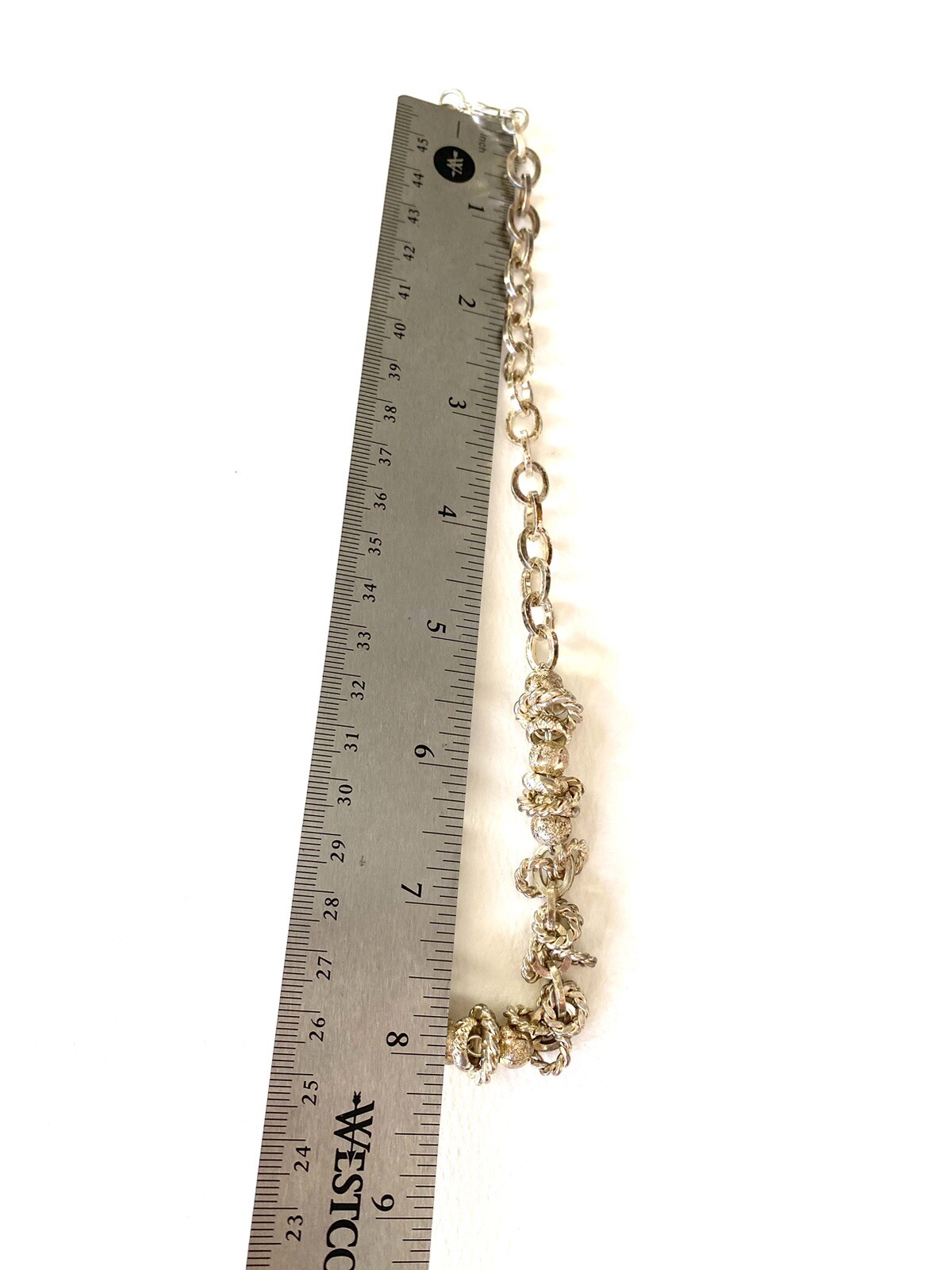 Estate Find Silver Tone Thick Chain Charm Statement Necklace 16”
