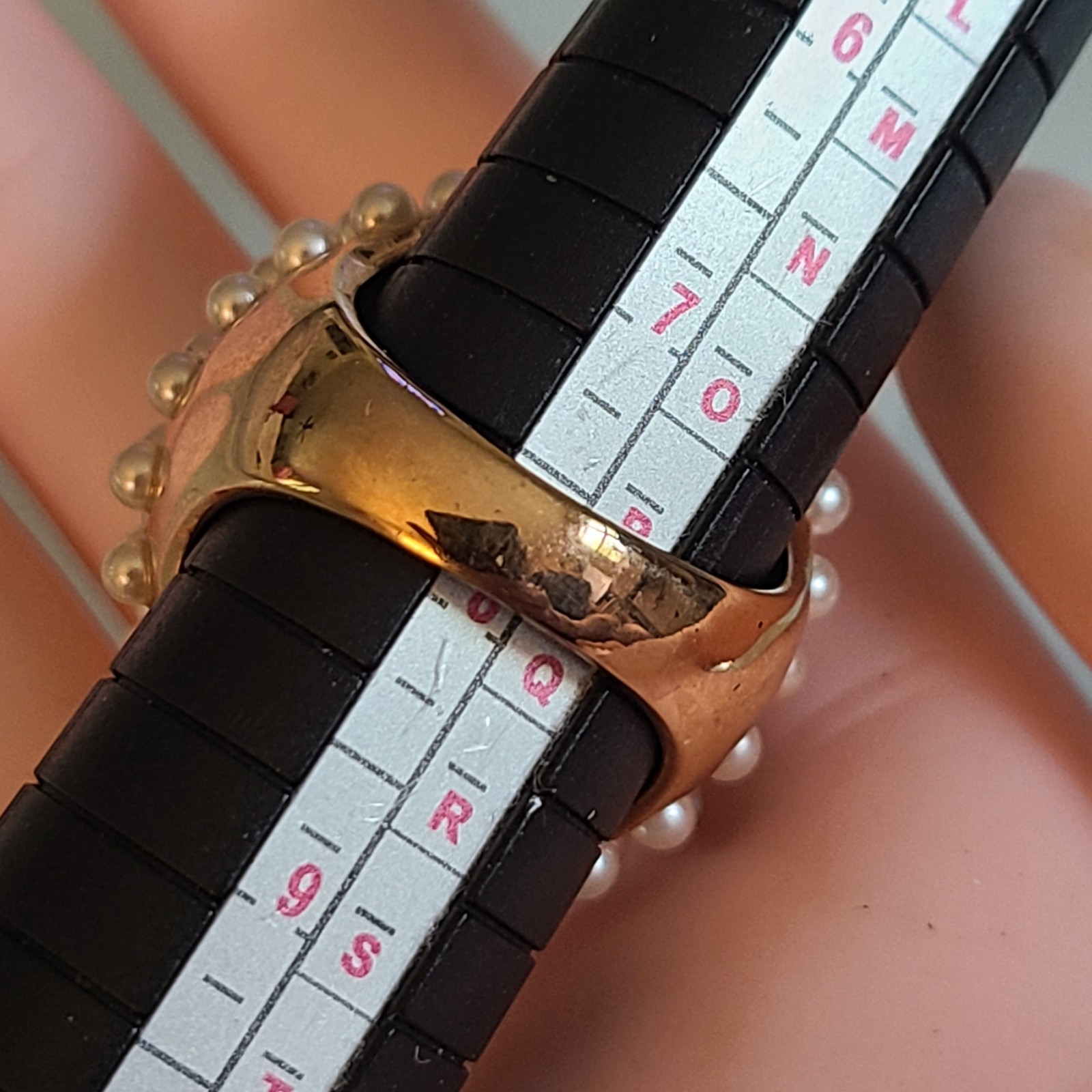 GORGEOUS Bronzetone Faux Pearl Cluster Cats Eye Cabochon Cocktail Ring 8.5