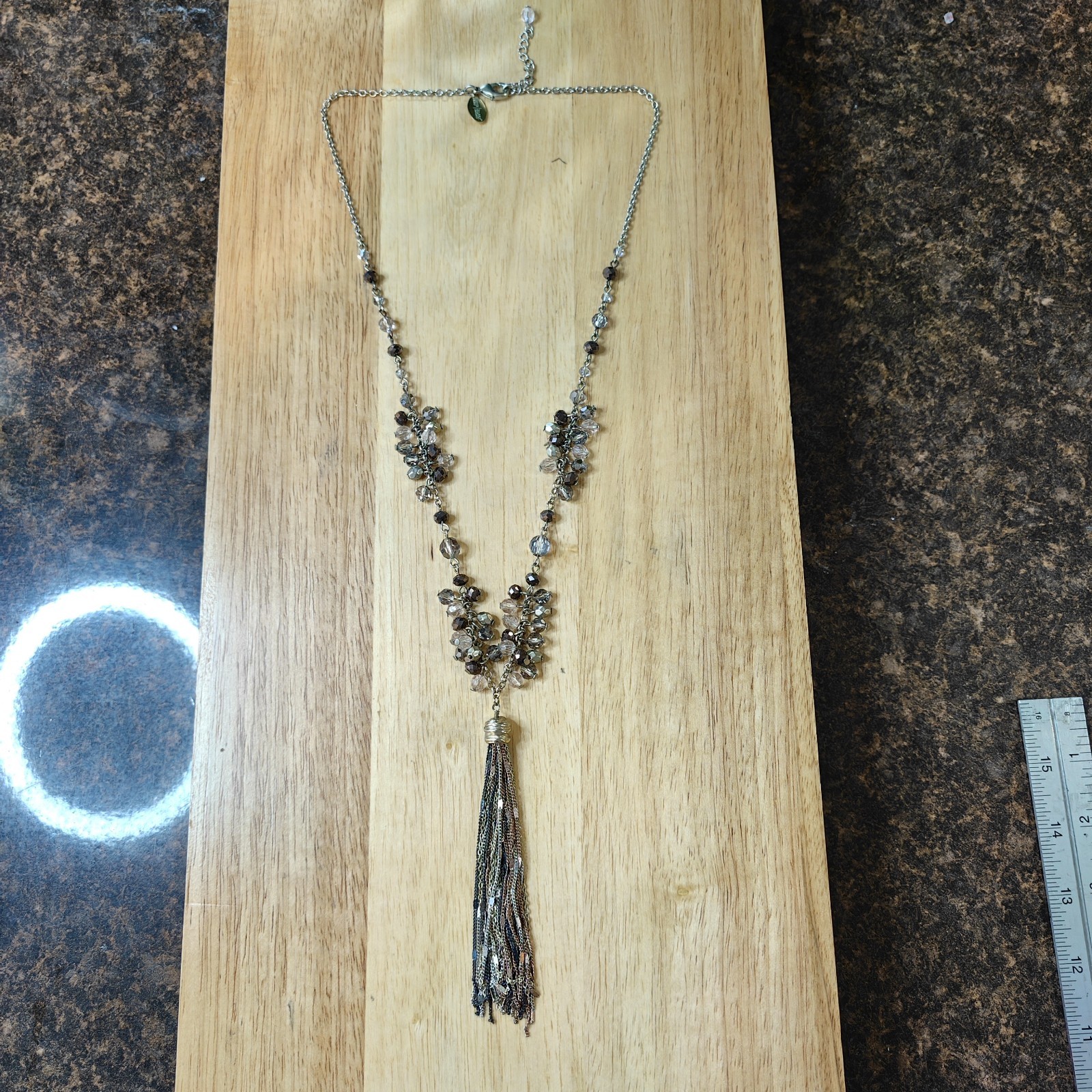 White House Black Market Fashion Necklace w/ Tassle Multi-chain Pendant 24-26″