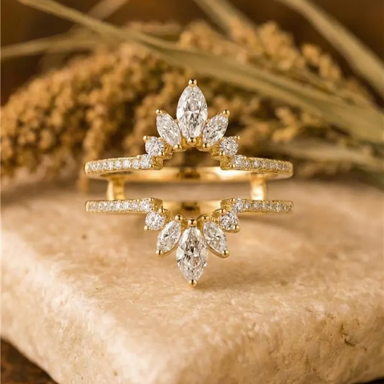 Moissanite Wedding Ring Enhancer, Sunburst Ring Jacket for Engagement Ring