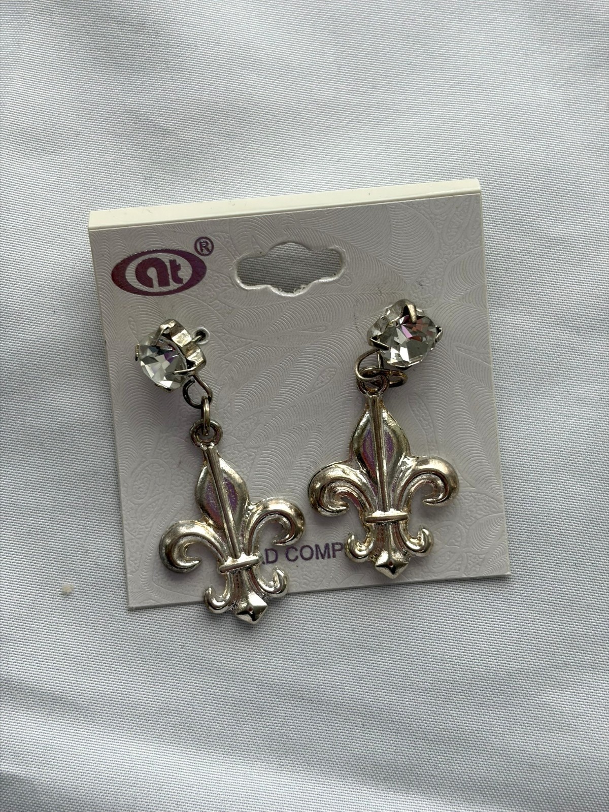 Lot of 6 Fleur De Lis Earrings NWT Silver Bronze Dangle Rhinestone Mixed Styles