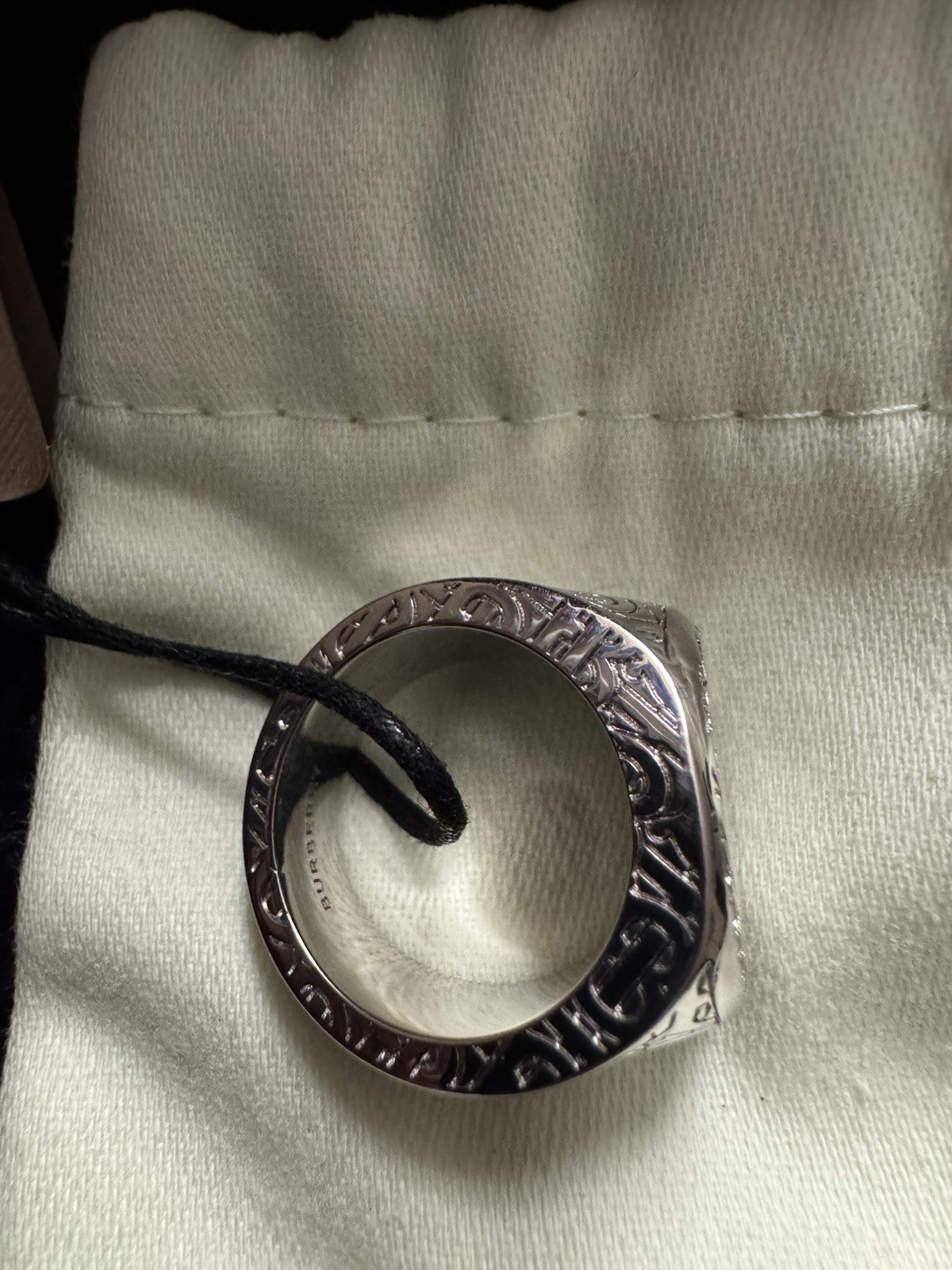 Burberry – Monogrammed Palladium-Plated Signet Ring – Silver Size 58
