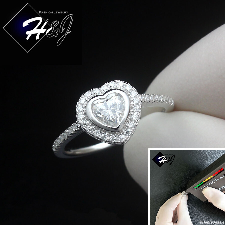 WOMEN SOLID 925 STERLING SILVER 0.8CT HEART MOISSANITE ENGAGEMENT RING*MR230