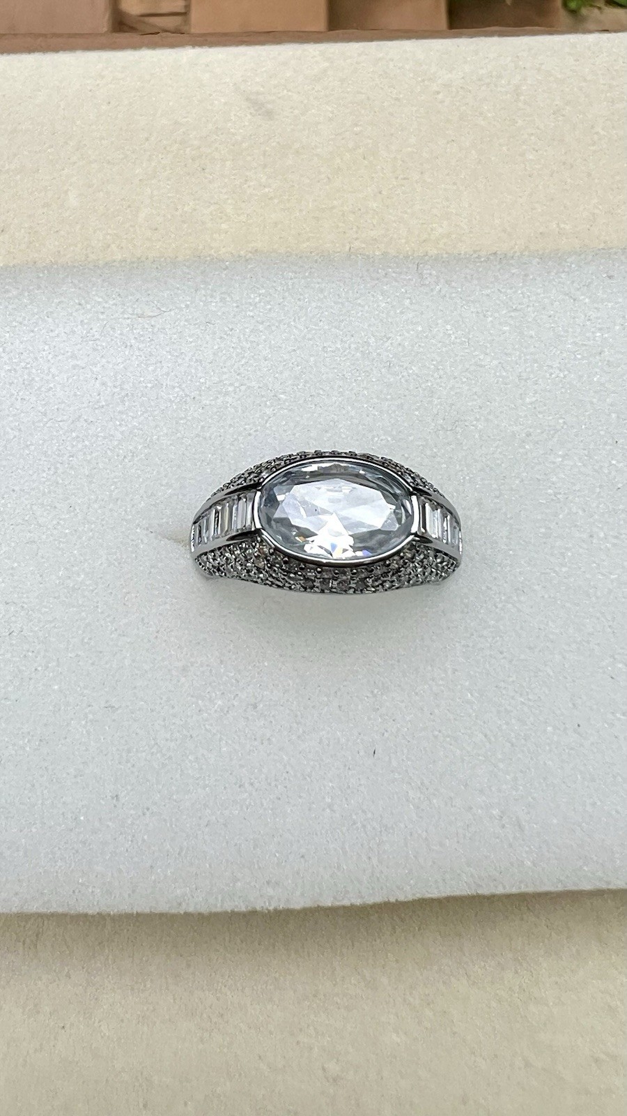 Bomb Party SZ 9 Ring “An Ocean Of Glam” Diamond CZ Hematite Plating