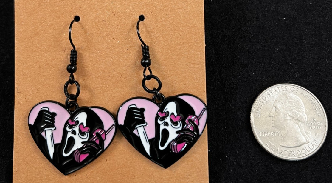 Ghostface Earrings – Dangle – Scream – Horror Movie – Handmade