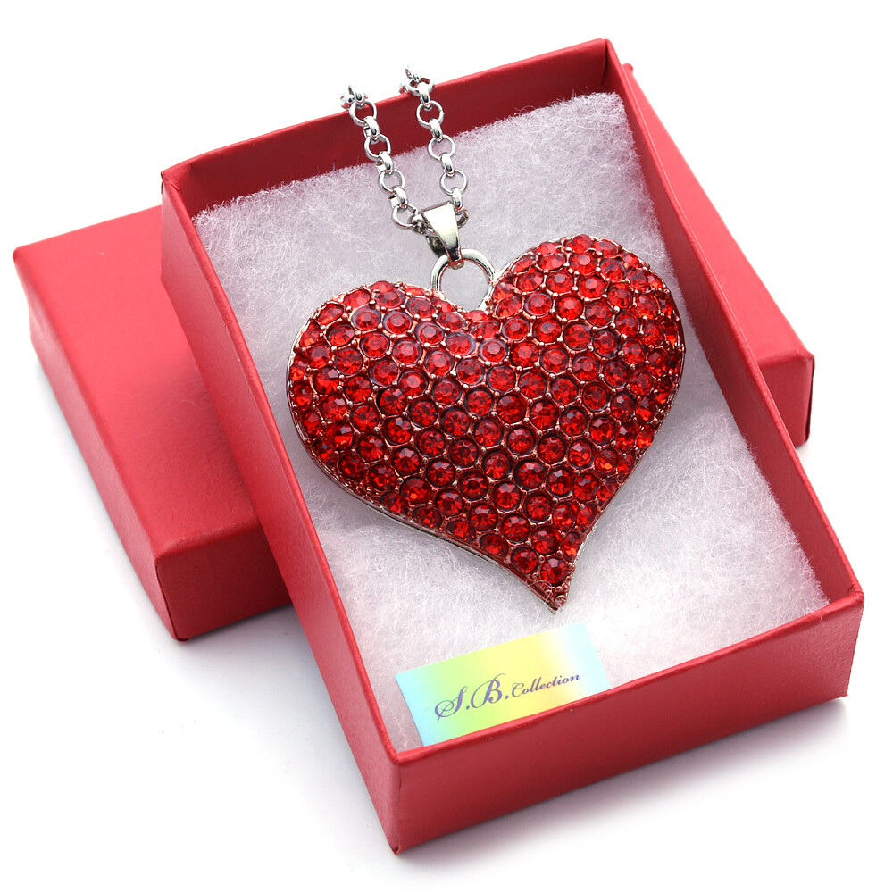 Necklace Valentine’s Day Ruby Red Love Heart Pendant BFF Best Friend Forever vd2