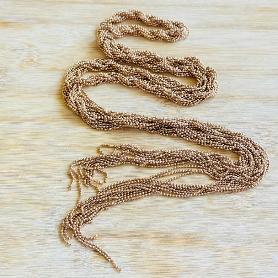 Wrap Lariat Necklace Ball Chain Gold Tone Bronze BOHO Multi Tassel Statement 46″