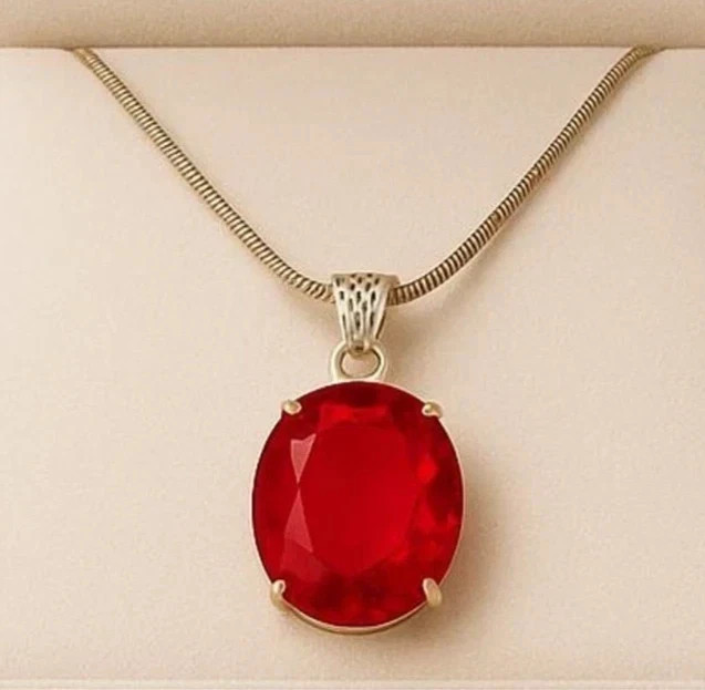 Natural Certified 27 Ct Red Ruby Gemstone Pendant In Solid 925 Sterling Silver