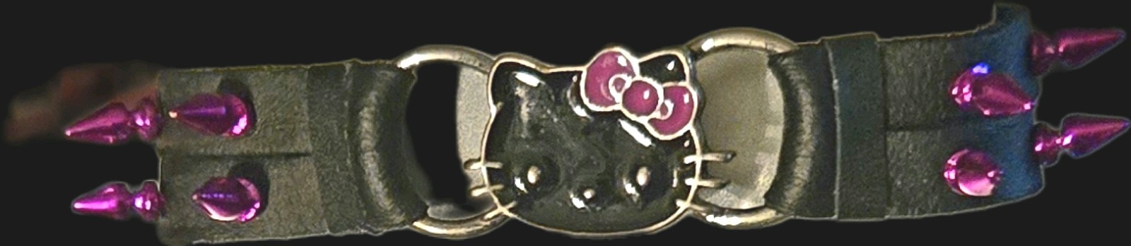 Hot Topic Hello Kitty Spiked Bracelet Black Leather Pink Spikes Snap Fasteners