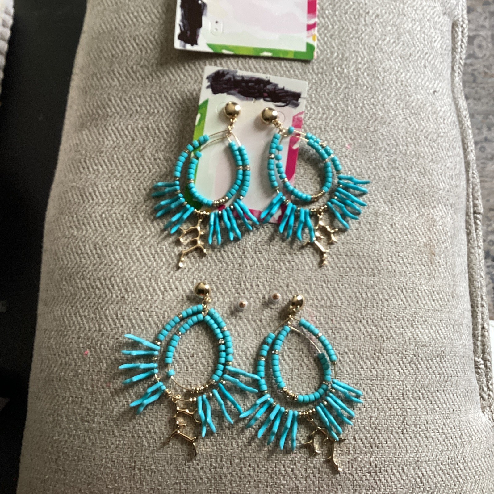 Lilly Pulitzer Light Aqua Island Calypso Beaded Earrings New
