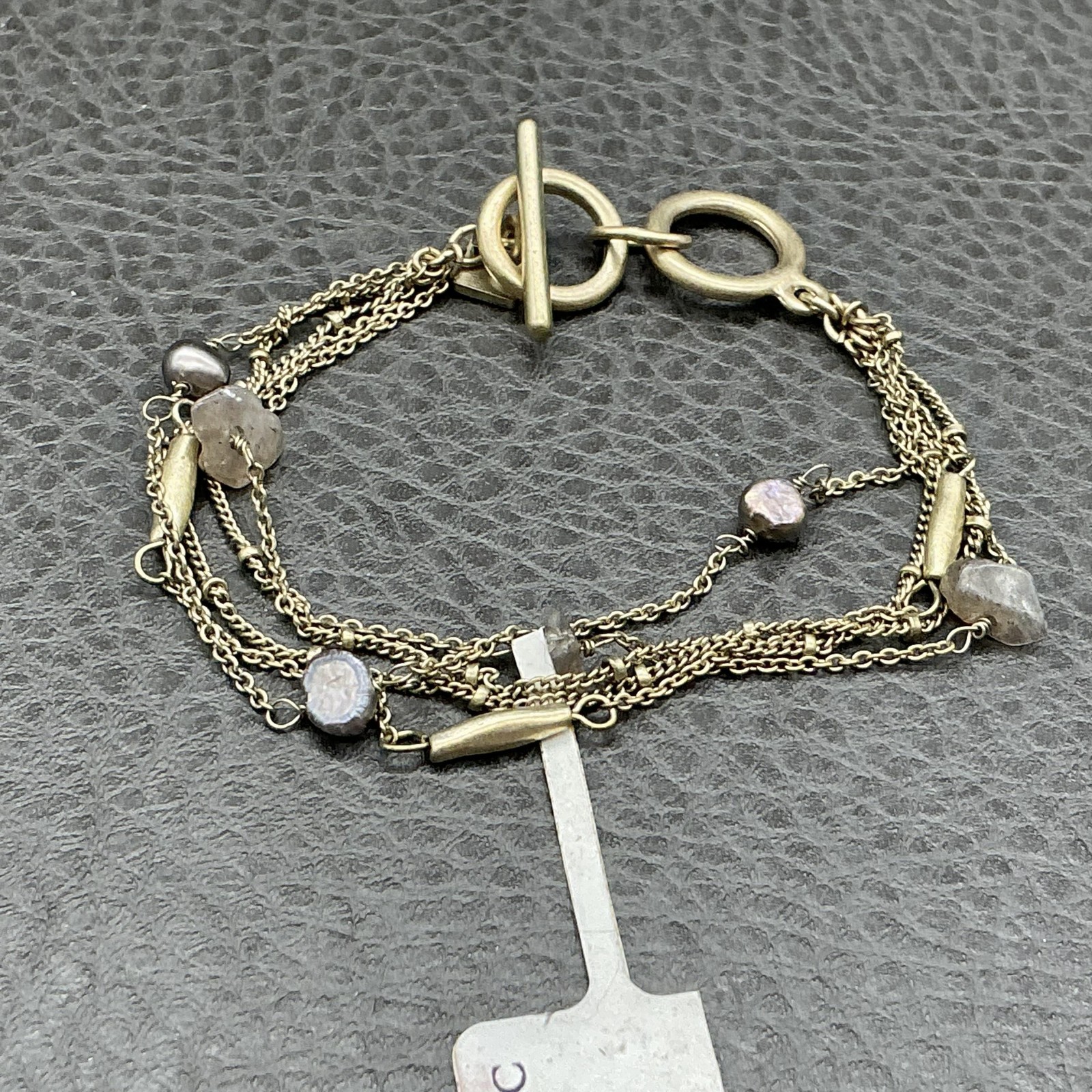 Banana Republic Bracelet Gold Tone Beaded Chain Womens 7.5 In Toggle Strand