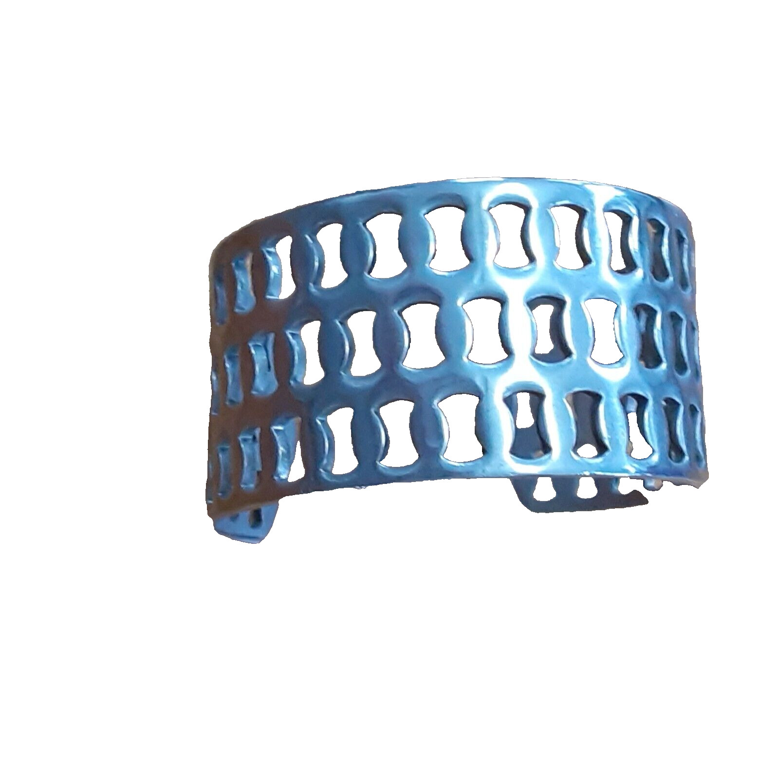 Silver tone open work wrap cuff 6″ bracelet contemporary