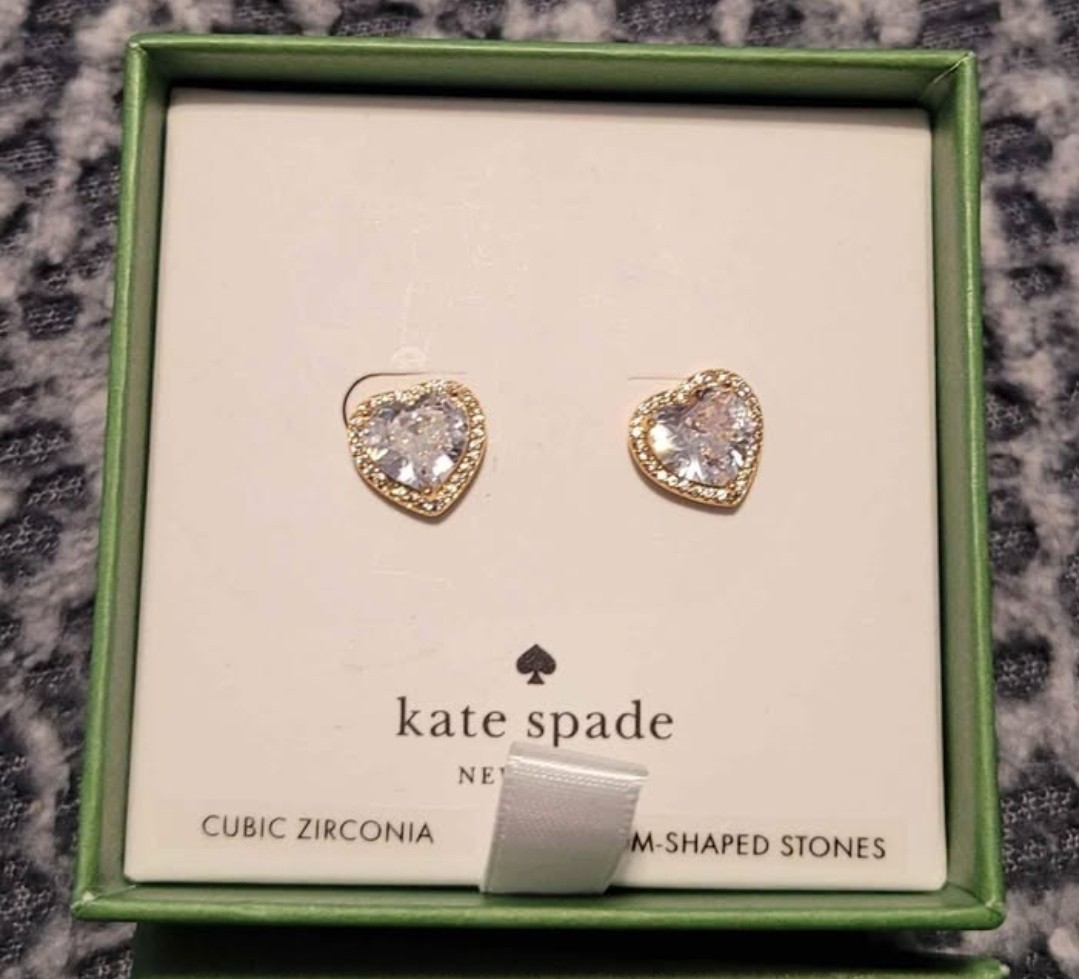 Kate Spade New York Gold Tone Heart Stud Earrings *NEW*W/Tags!!