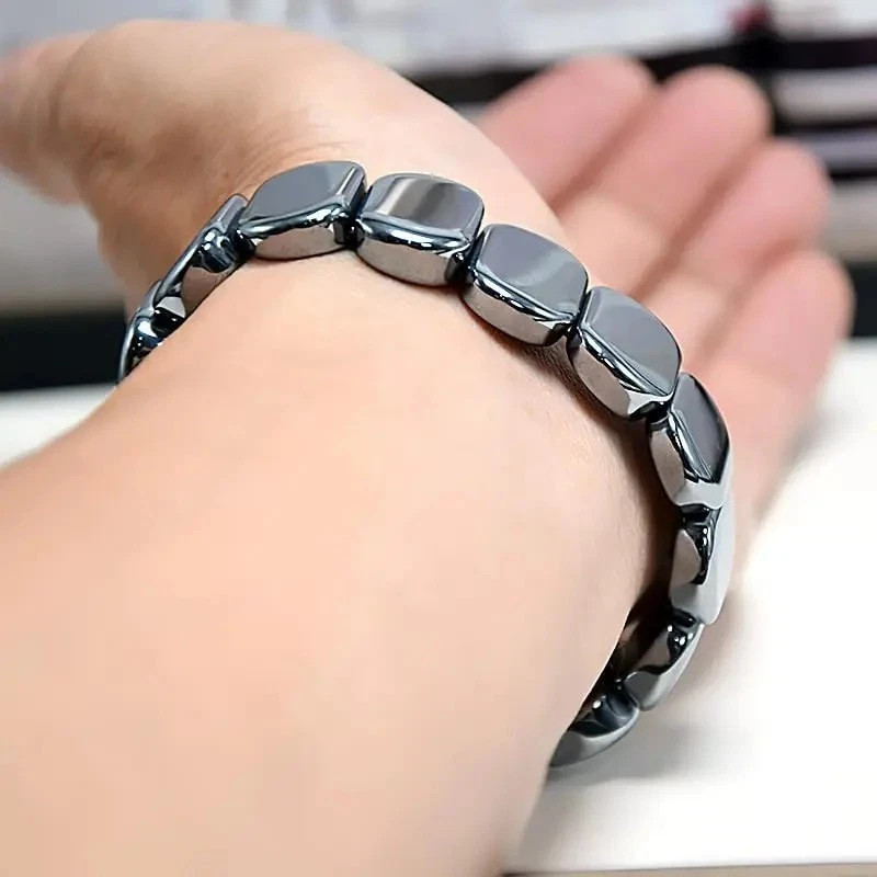 2× Hematite Bracelet Hemios Hematite Hemys Black Beaded Healing Energy Gifts USA