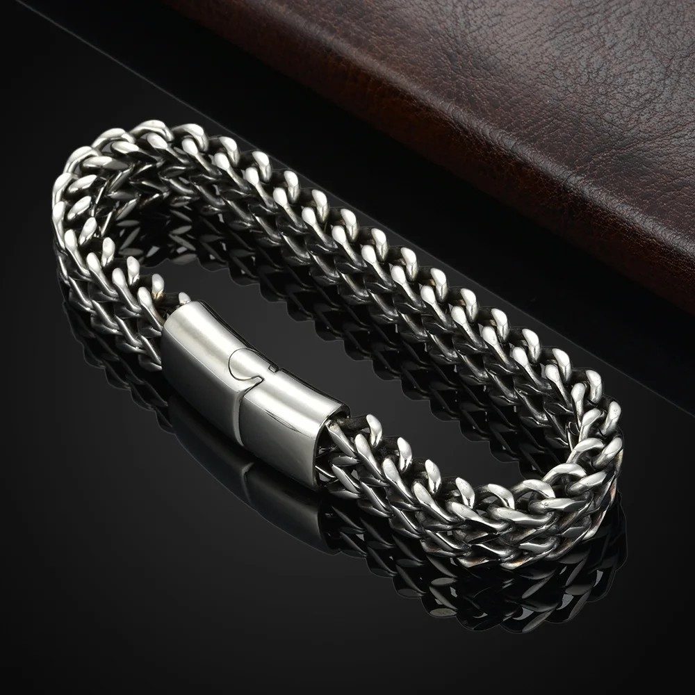 1pc -Stainless Steel Braided Men’s Bracelet Cuban Link Chain for Men and Women