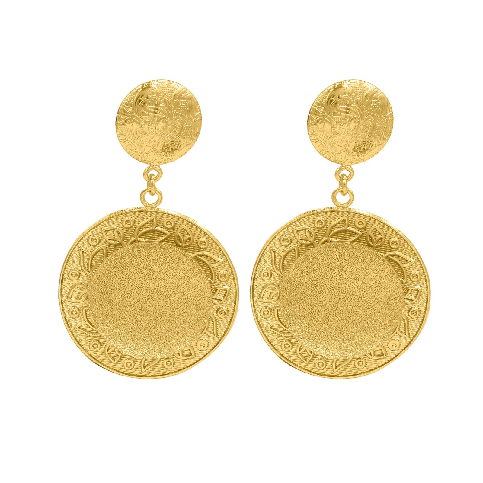 Plain Brass Dangles Handmade 18k Gold Plated Mayan Majesty Stud Earrings For Her