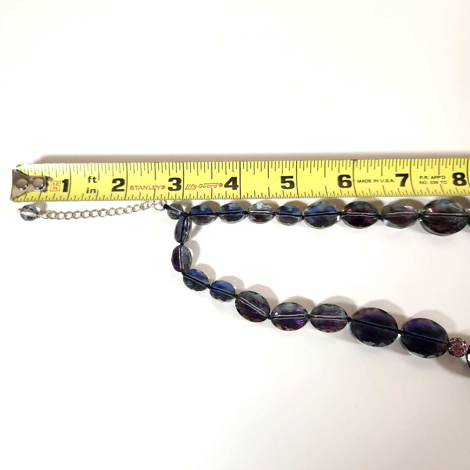 Beaded Necklace Clip Earrings Purple Blue Pink Iridescent Smoky Special Occasion