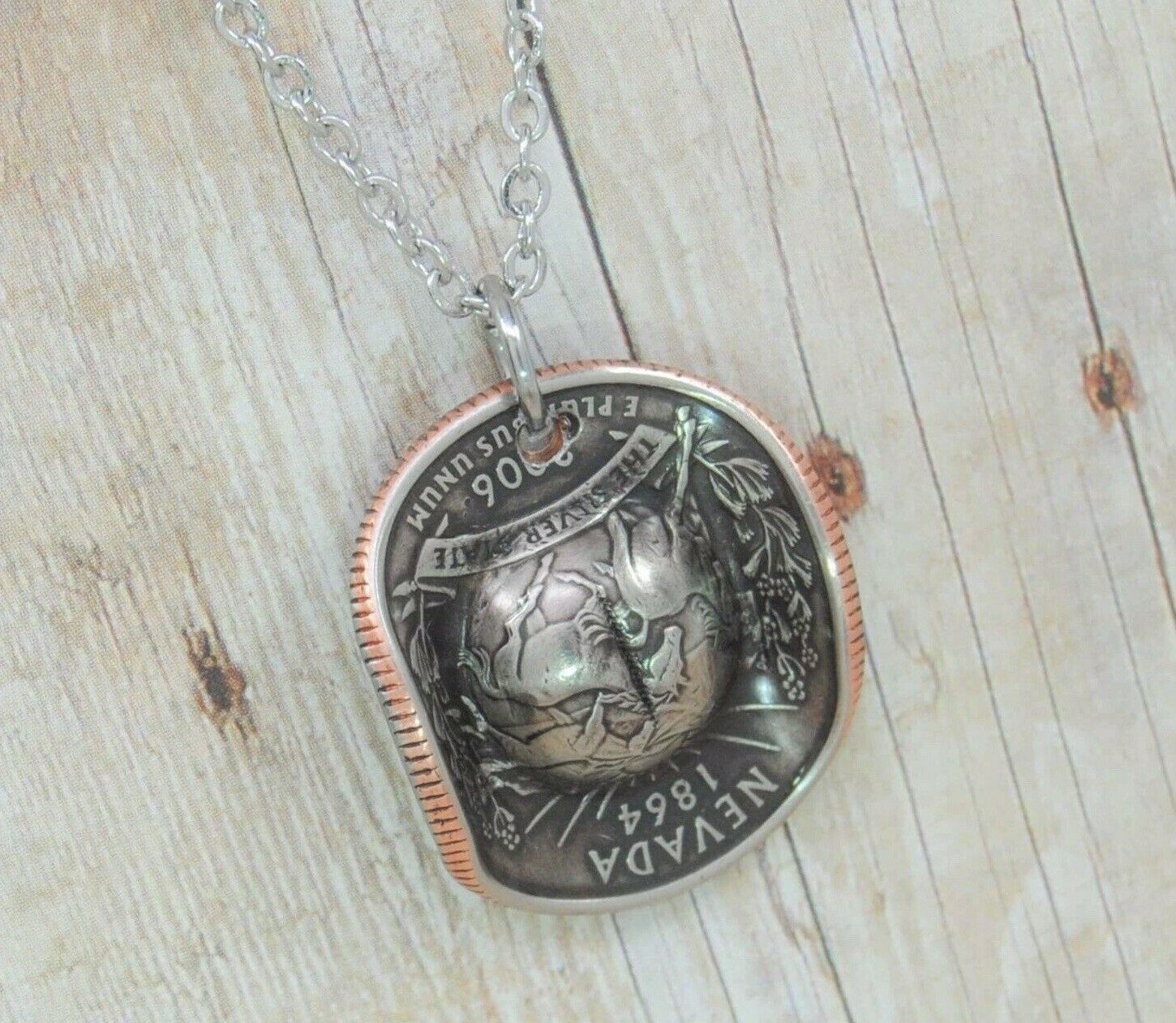Cowboy Hat Necklace, Custom Made From US State Quarter, Stetson Style, USA Made