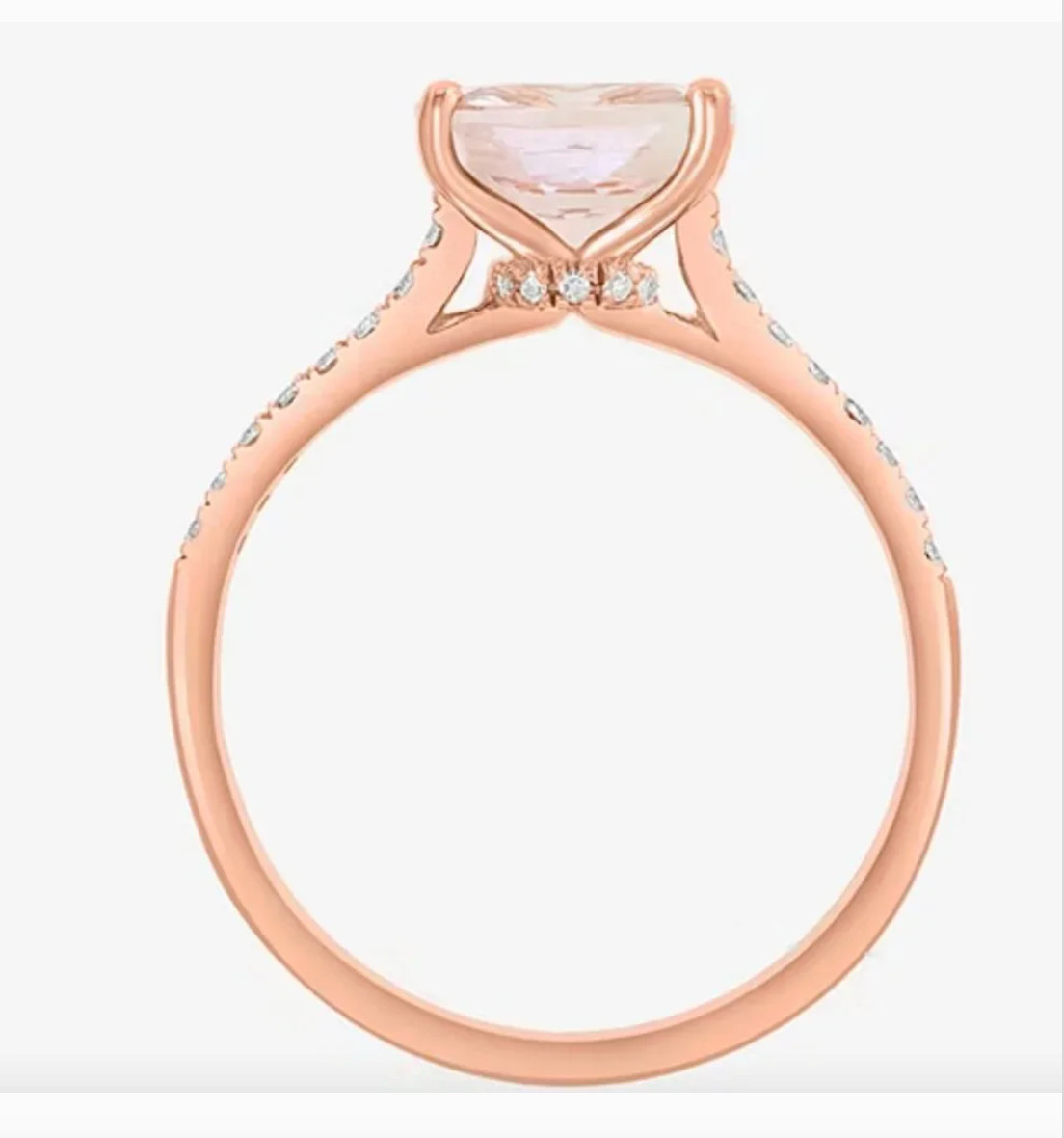 EFFY Genuine Morganite on 14k Rose Gold Cocktail Ring with 1/7 CT T.W Diamonds