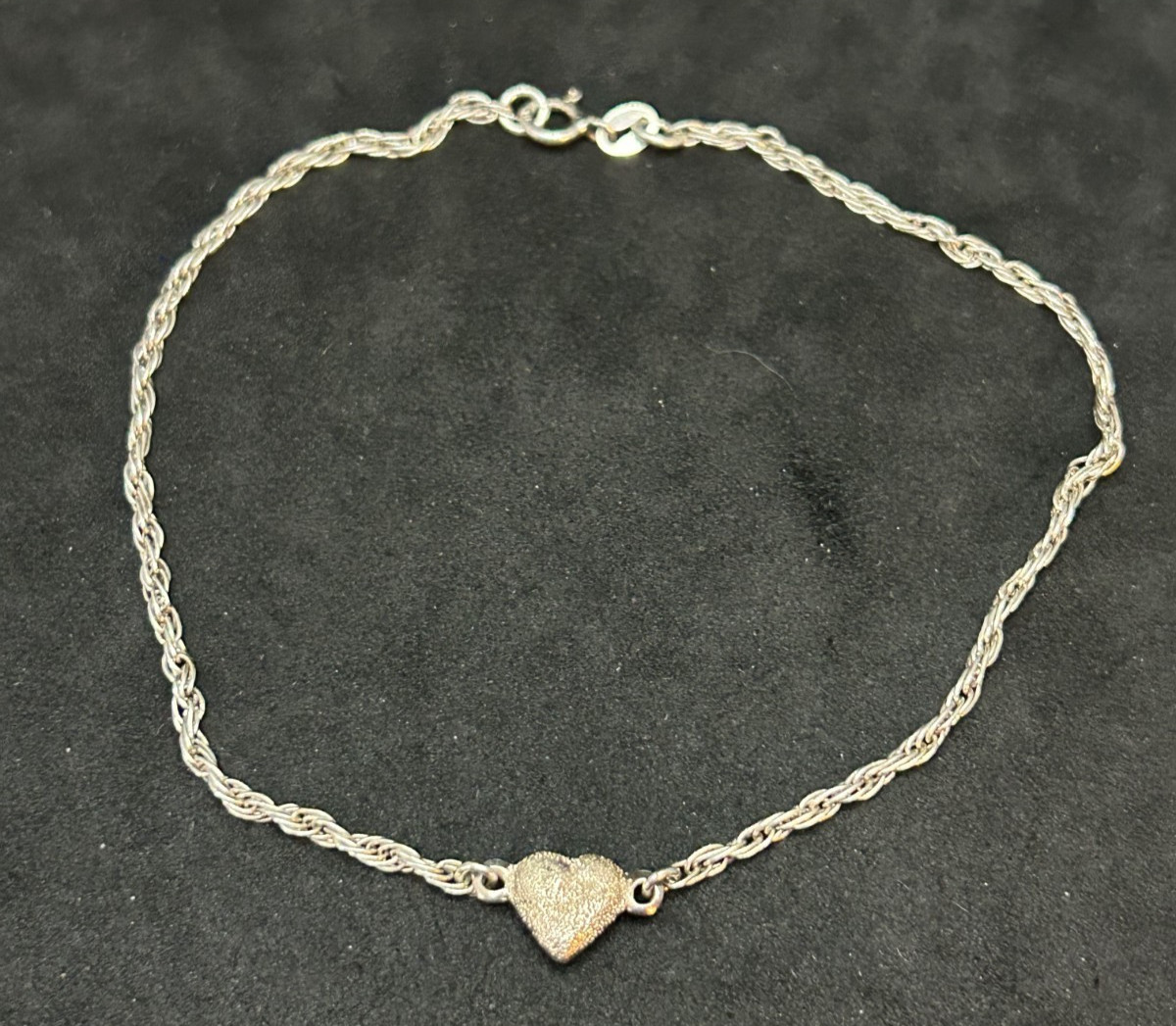 925 Sterling KA 1772 Rope Chain Heart Bracelet 2.2mm 10in – 3.34g